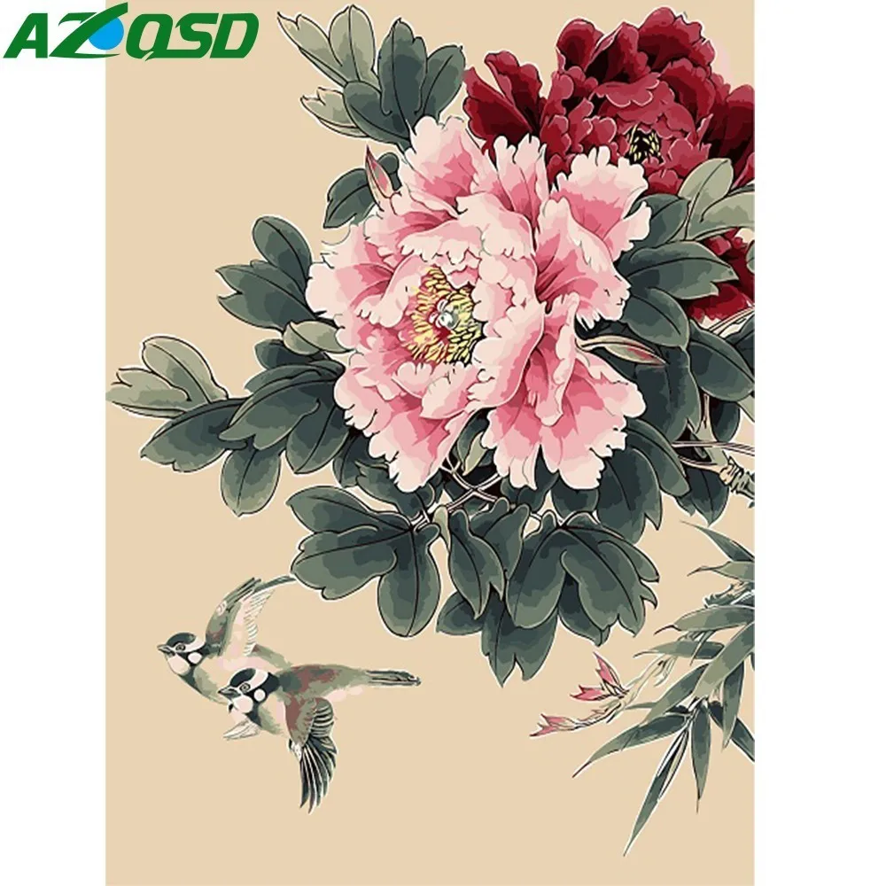 Картина AZQSD по номерам краска Subshrubby цветок пиона DIY на холсте Ручная роспись