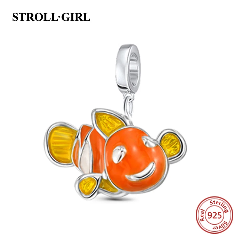 StrollGirl diy craft beads cute animal fish collection 925 silver pandora charm fit original bracelet fashion jewelry making