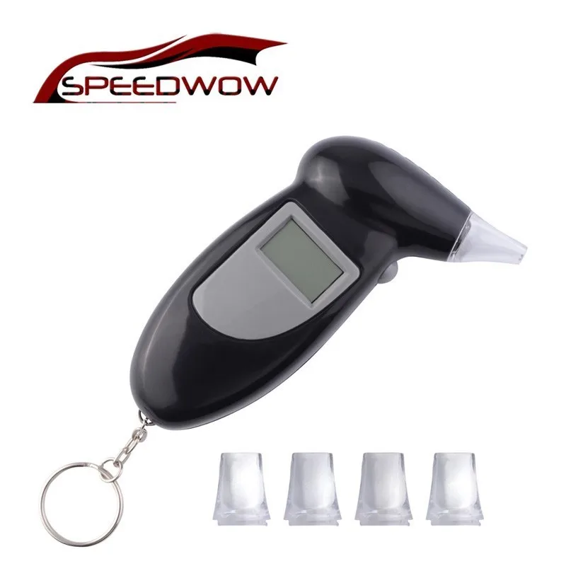 SPEEDWOW الرقمية شاشة الكريستال السائل فاحص نسبة الكحول في النفس الكحول أبواق تهب فوهة مع المفاتيح