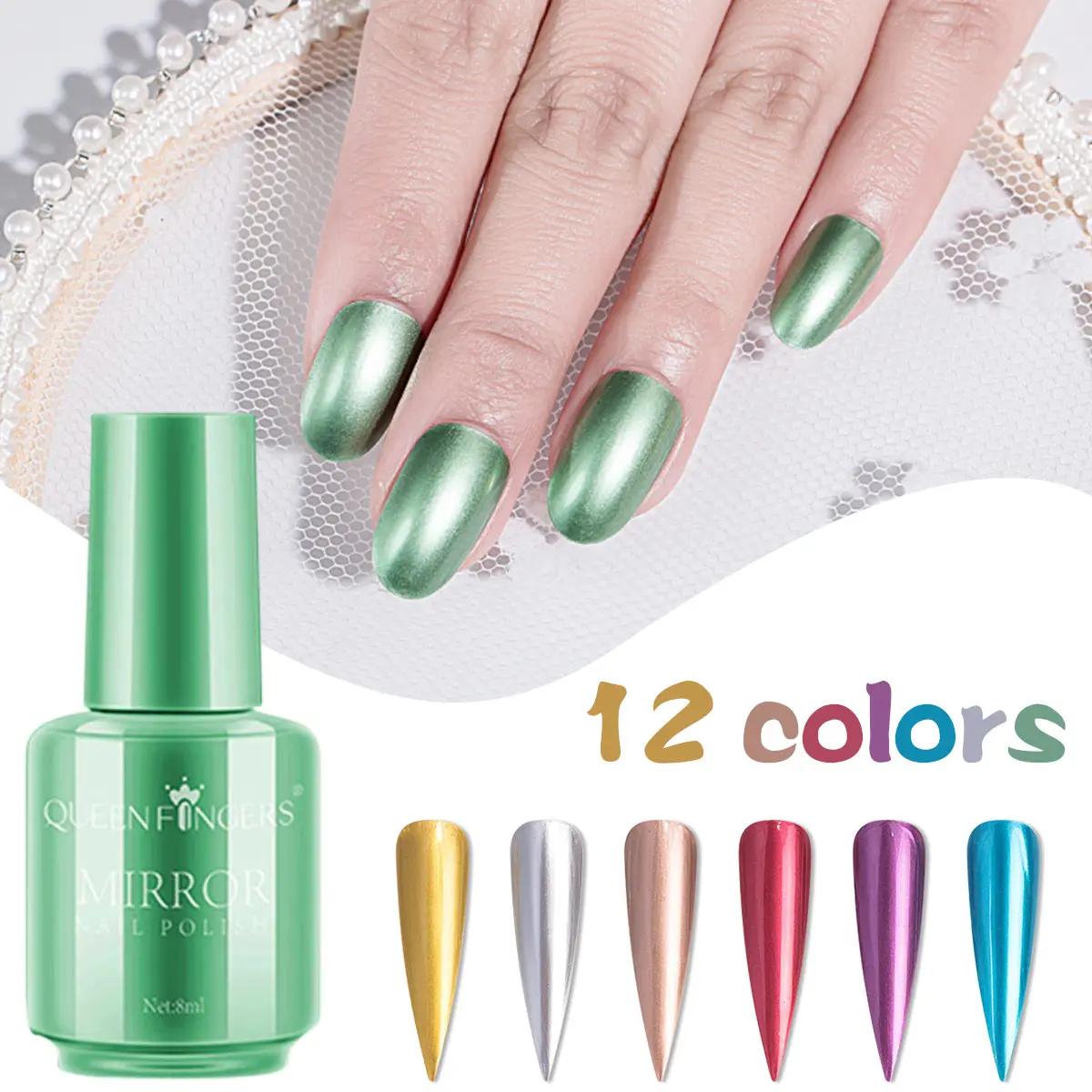 

SEXYSHEEP 8ml Mirror Effect Metallic Nail Polish Purple Rose Gold Silver Chrome Nail Art Varnish For Nails Manicure Lacquer