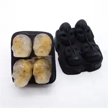 4 отверстия большой кубик льда лоток пудинг плесень 3D череп силиконовые формы 4-полости самодельный лед производитель Хо использовать держать использовать кухонные аксессуары