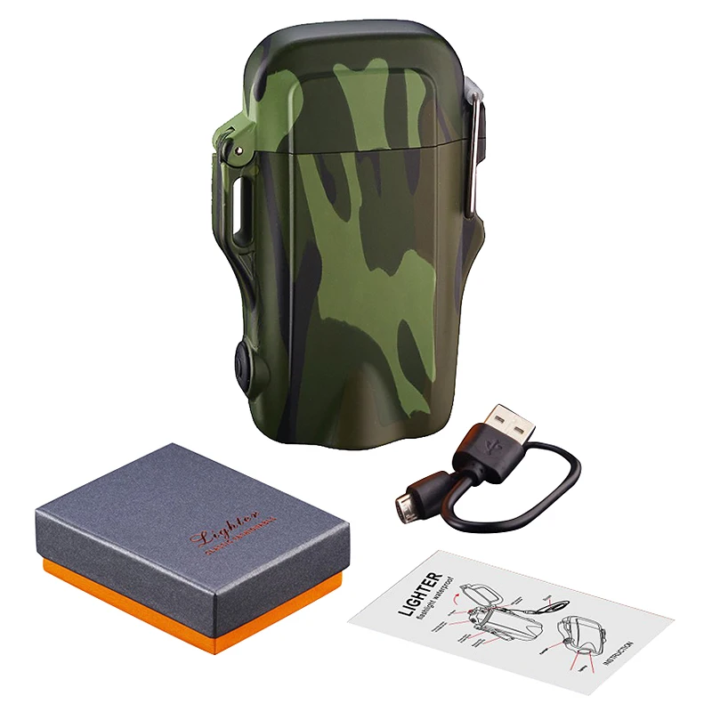 

Outdoor Camping Hiking Waterproof Windproof USB Rechargeable Electric Lighter Led Lights With Lanyard