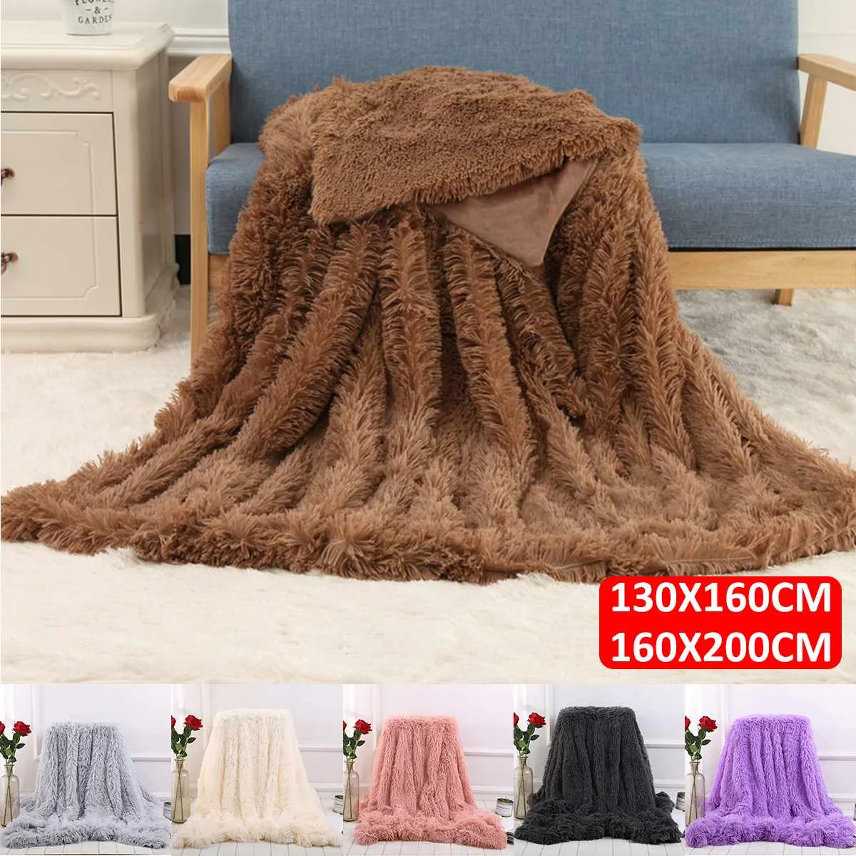 

160cm Large Soft Baby Kid Bedding Blanket for Bed Warm Fur Shaggy Fluffy Throw Plush Blanket Home Sofa Bed Winter Warmer Blanket