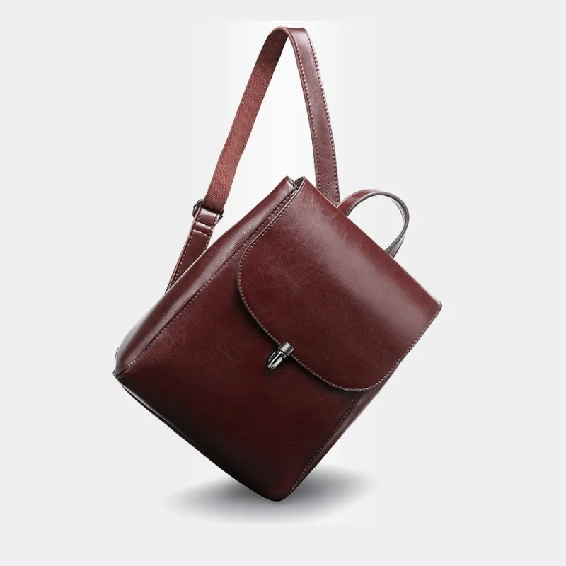 

Kajie Ladies Casual Genuine Leather Backpacks Vintage Cowhide Travel Feminine Backpack Oil Wax Backpack Women Girl Bags Mochilas