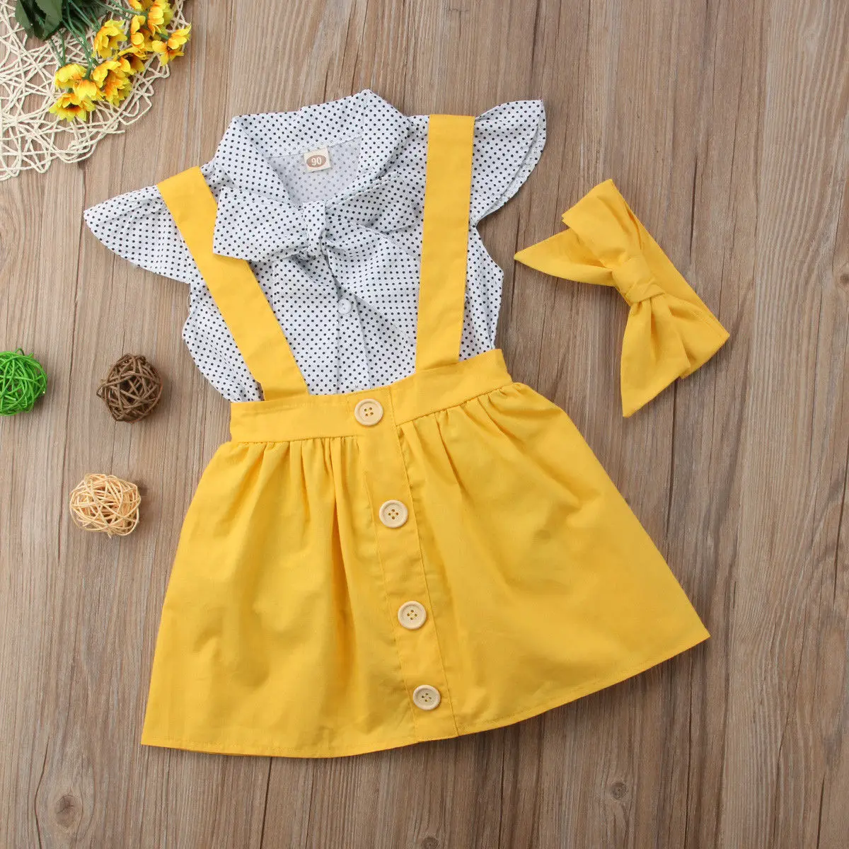 Pudcoco/Одежда для девочек; милые топы с короткими рукавами для маленьких девочек+ юбка на подтяжках; повязка на голову; летний комплект из 3 предметов