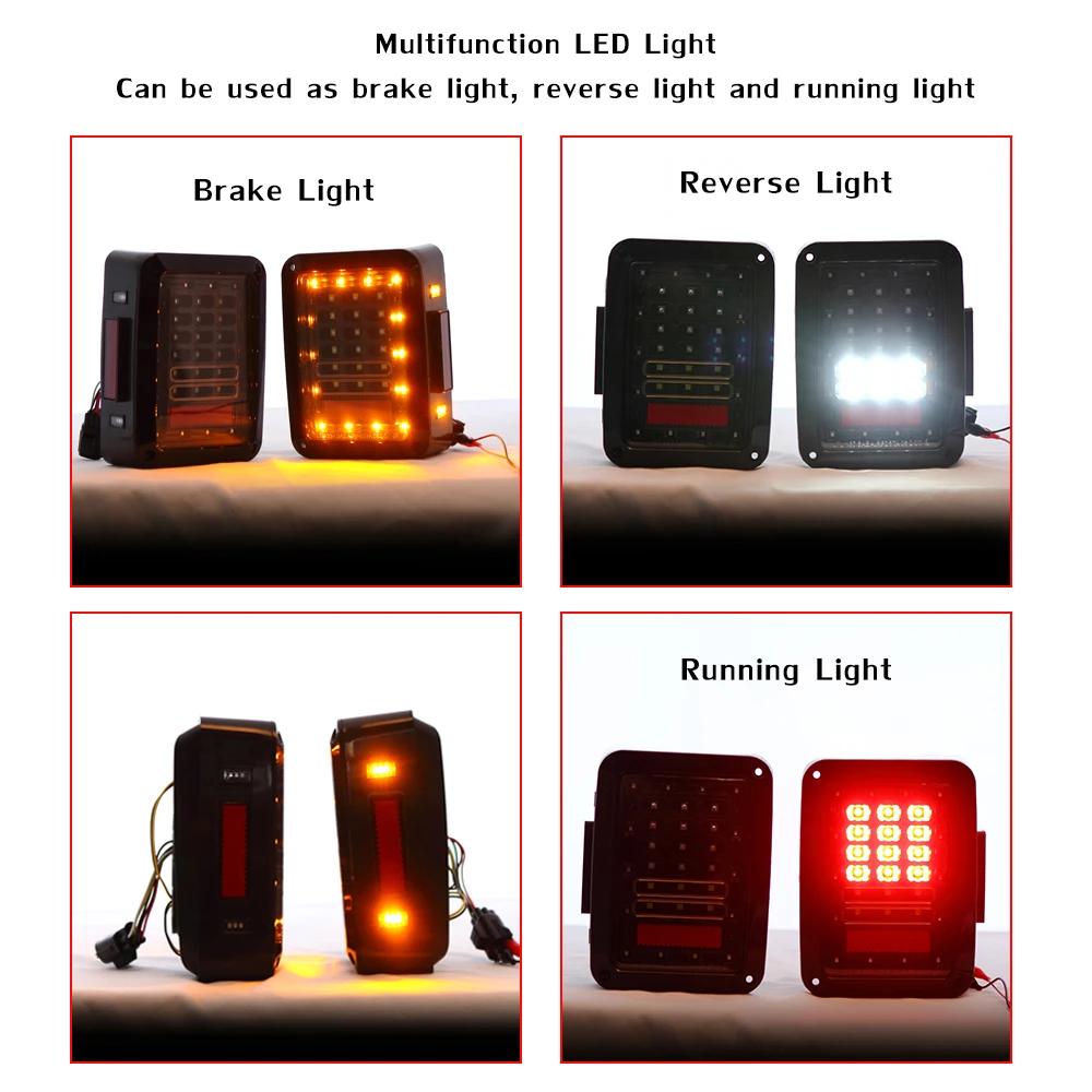 

LED Tail Lights Brake Reverse Light Rear Back Up Lights Daytime Running Lamps for Jeep Wrangler 2007-2017 Auto Accessories