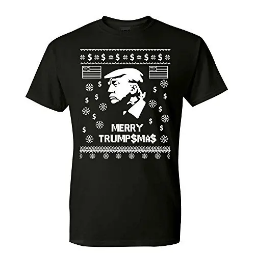 

2017 Fashion casual streetwear Merry Trumpsmas Sweater Ugly Christmas Sweater Trump 2017 Short Sleeve Tshirt
