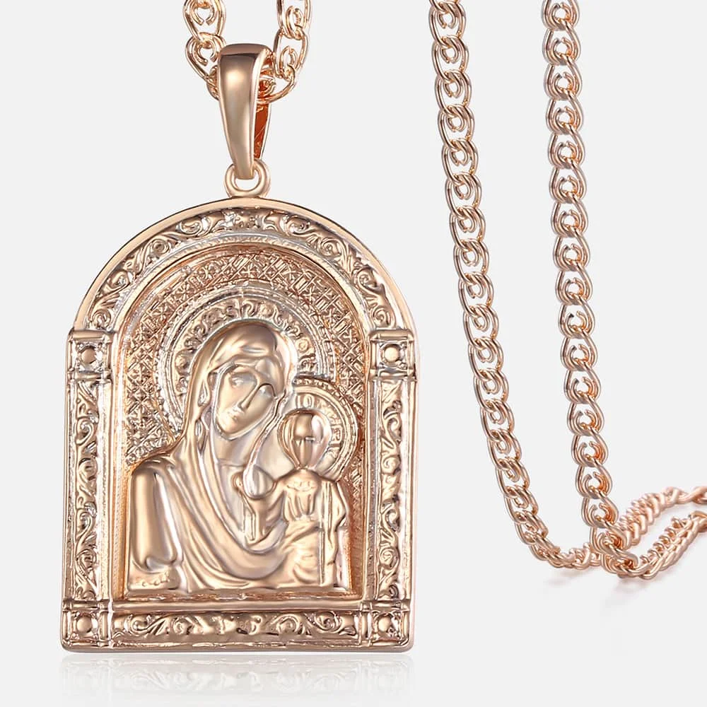 

Trendsmax Men's Women's Necklace 585 Rose Gold Filled Virgin Mary Pendant Fashion Jewelry Necklace For Women Men 50.5cm KGP190