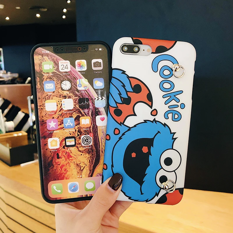 Мультяшный милый кронштейн чехол для телефона для iphone 11 Pro MAX X XR XS Max с ремешком мягкий силиконовый матовый чехол для iphone 7 8 6 s Plus