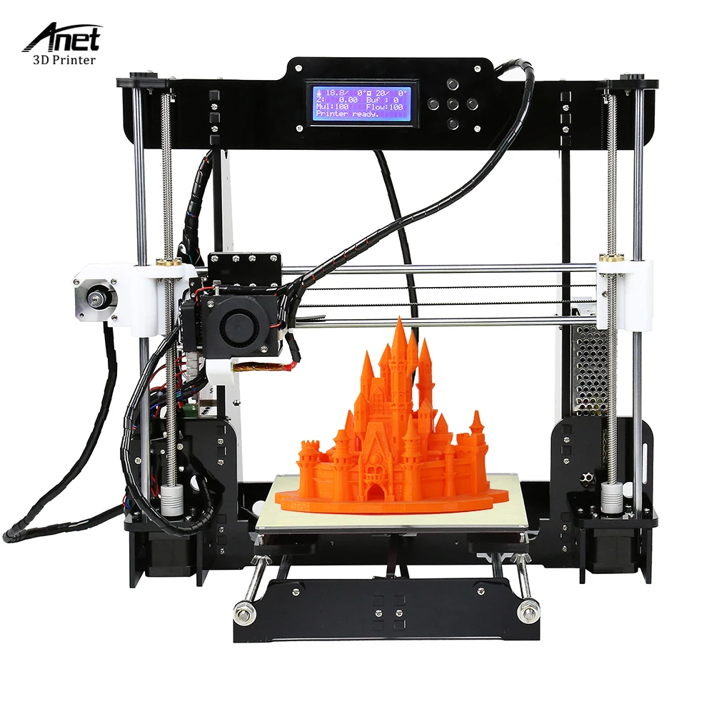 Anet A8 настольный 3d принтер наборы самостоятельная сборка 3d принтер MK8 экструдер насадка акриловая рамка ЖК-экран Стандартный с 10 м нитью