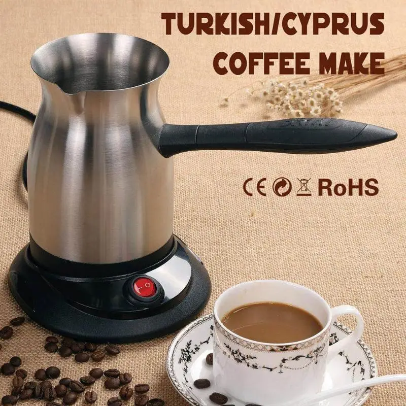

300ml Stainless Steel Coffee Pot Anti-overflow Mocha Coffee Maker Electronic Coffee Maker Home Fast Heat Coffee Maker EU Plug