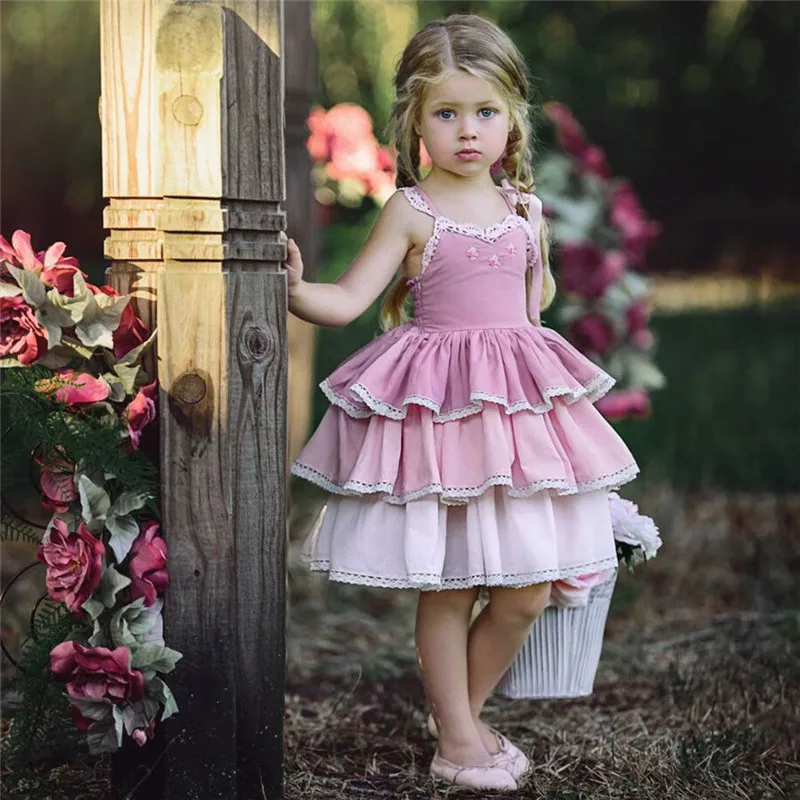 PUDCOCO Kids Flower Girl Lace Tutu Dress Wedding Bridesmaid Dresses Princess Party Play Girls