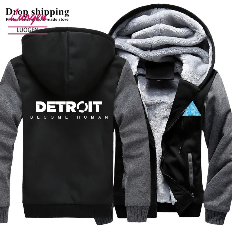 

Drop shipping USA SZIE Detroit: Become Human Hoodies Men's Jackets Winter Fleece Zipper Thicken Men Hooded Hoodies Sweatshirts