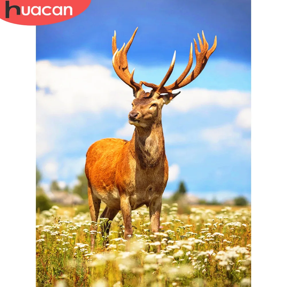 

HUACAN 5D DIY Diamond Painting Animal Embroidery Sale Pictures Of Rhinestones Full Display Deer Diamond Mosaic Home Decor Gift