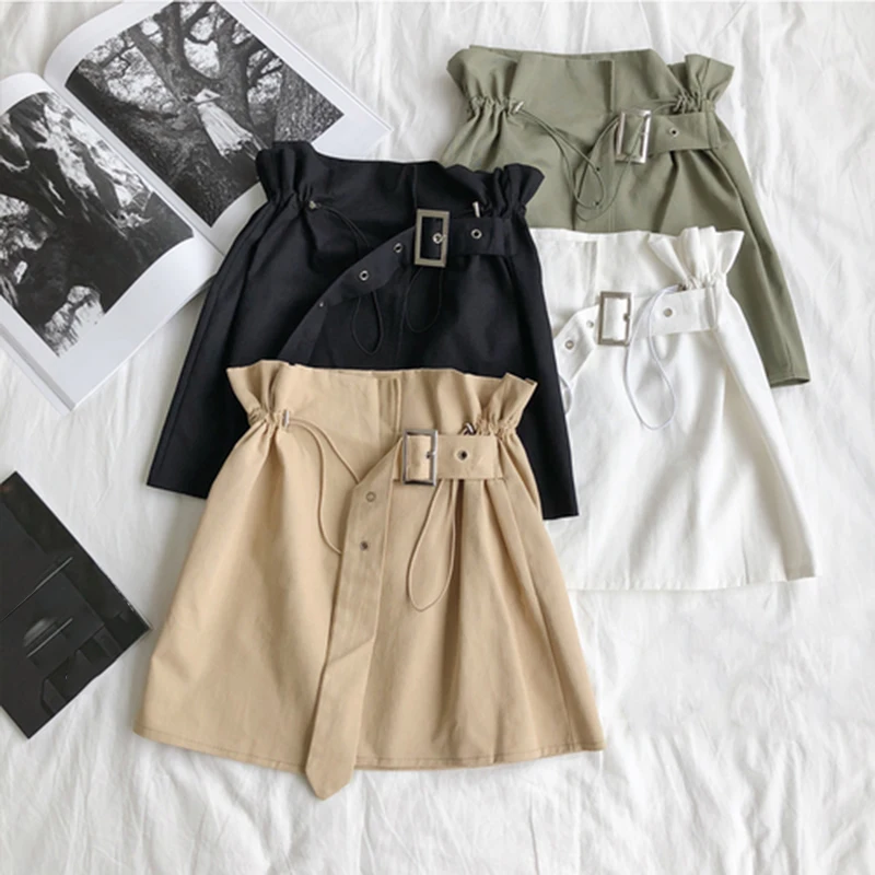 

Solid Sashes Japanese Kawaii Mini Skirt Women Empire Student School Uniform Skirts Office Casual A-Line Summer Above Knee Skirt