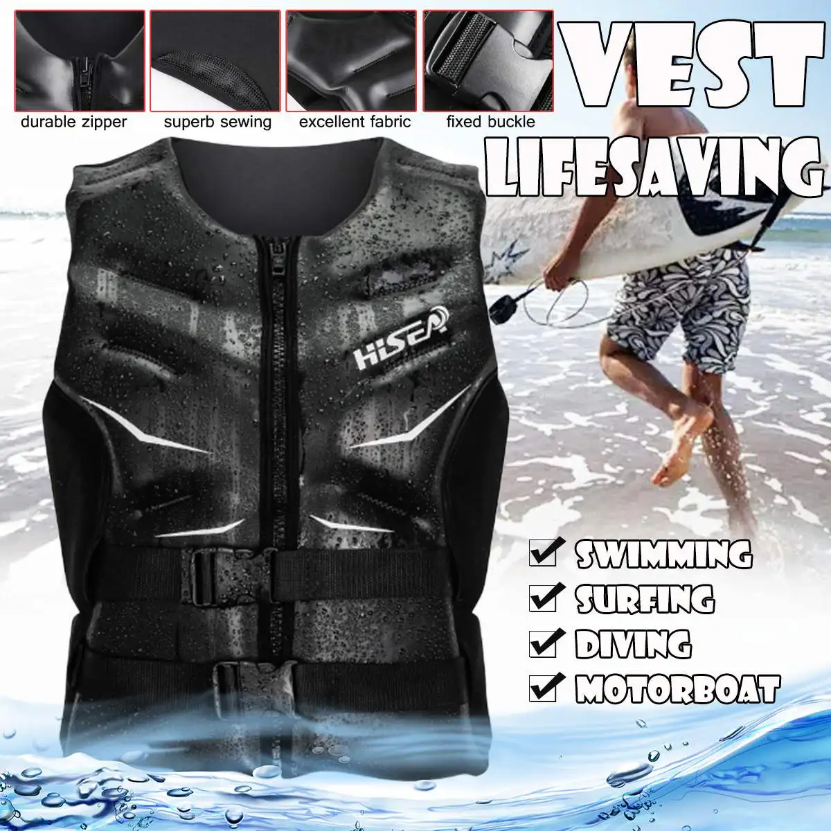 

Neoprene Adult Life Vest Boating Safety Swimming Life Jacket Survival Kit Buoyancy Aid Men Women Kayak Finshing Surfing