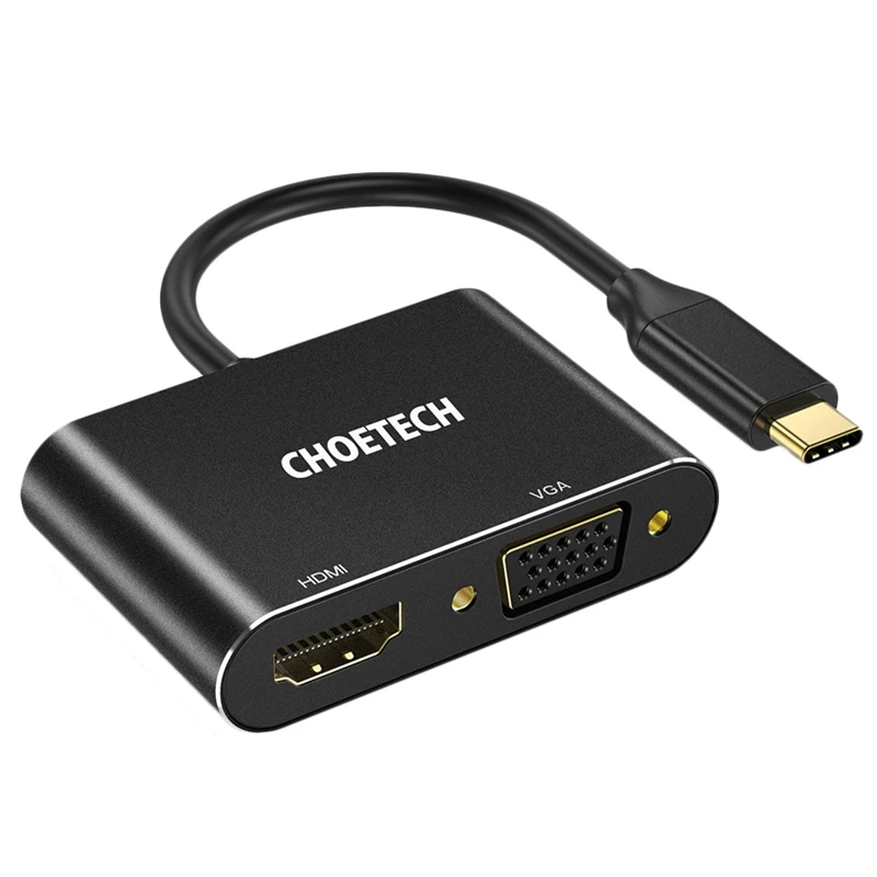 Choetech Type C к Hdmi + Vga адаптер 2 в 1 Usb 4K 1080P для Galaxy Note 8/S9 Plus 2017/2016 Macbook Pro| |