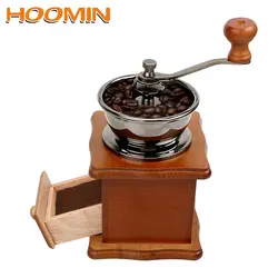 HOOMIN керамическая мельница ручная кофемолка домашний кухонный инструмент кофе Bean Burr мельница классическая деревянная ручная кофемолка