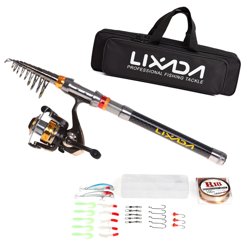 Lixada Telescopic Fishing Rod Fishing Rod Reel Combo Spinning Reel