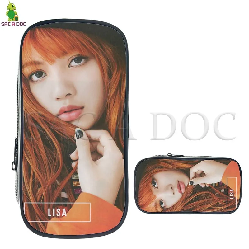Blackpink الأزياء مستحضرات التجميل حقيبة الاطفال مقلمة اللوازم المدرسية Kpop Jisoo/Jennie/روز/ليزا المطبوعة حقائب مكياج المشجعين هدية
