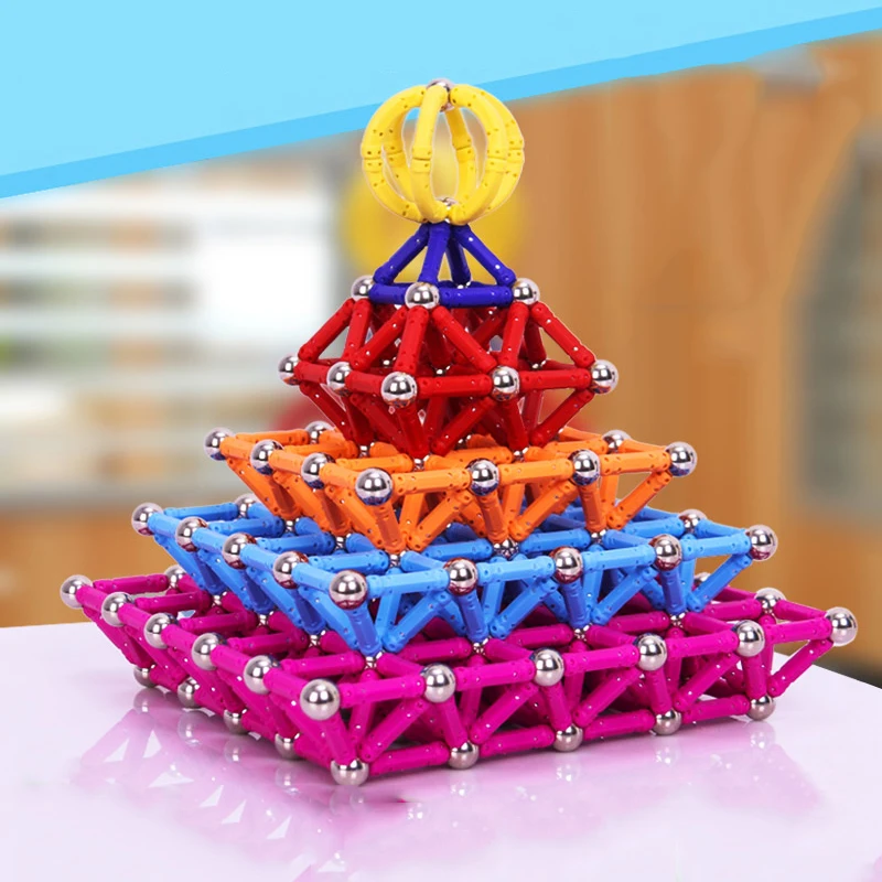

Wholesale Magnet Toy Bars Magnetic Building Blocks Construction Toys For Children Designer Educational Toys For Kids Metal Balls