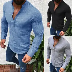 Новые мужские модные повседневные удобные рубашки Slim Fit рубашка Топ с длинным рукавом Плюс Размер M-3XL