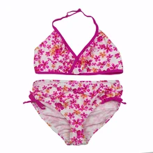 Детский раздельный купальник для девочек, купальник-бикини с цветочным принтом для девочек, ванный комплект для девочек пляжные купальники бикини 2 шт. пляжная одежда Детский комплект бикини для девочек
