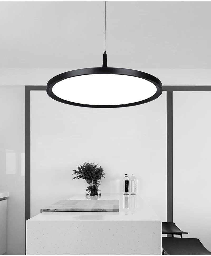 

SETTEMBRE Modern Ultra-Thin Round LED Pendant Lights White Black Dining Living Room Restaurant Indoor Resin Hanging Light