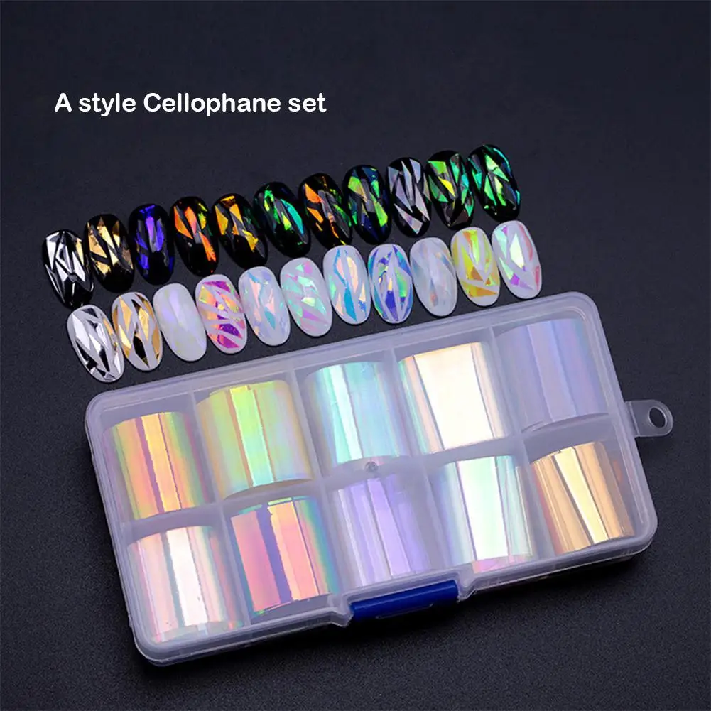 

BellyLady 10 Rolls/box Nail Foil Set Nail Sticker Decals Complete Wraps Manicure DIY Nail Art Stickers