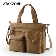 ATAXZOME, модный мужской портфель, высокое качество, шифрование, водонепроницаемая, Холщовая Сумка на плечо, для ноутбука, досуг, деловая сумка для мужчин