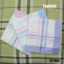 5 шт./лот 28 см водопоглощающий хлопок белая полоса для женщин квадратный платок дамы носовой платок дети полотенца вечерние подарок на Рождество