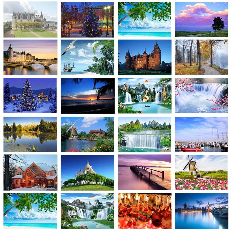 

Home landscape character 5D Diamond Painting Cross Ctitch Kit 24 Pattern Wall Sticker Mosaic Diamond Embroidery Painting 20x30cm