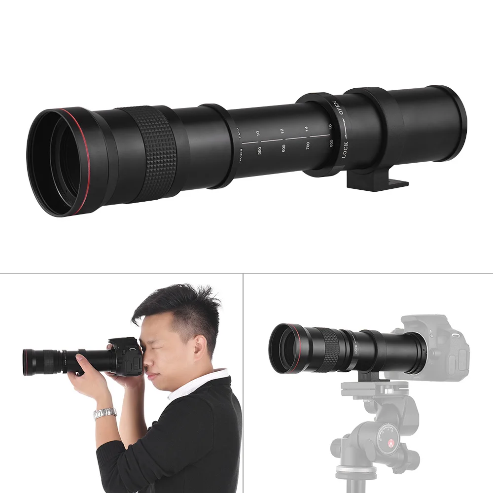 Super Telephoto Manual Zoom Lens 420 800mm F/8.3 16 T Mount with EF/EF S Mount Adapter Ring for