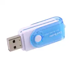 Портативный USB 2,0 High Speed Micro Поворотный Multi-function SD/SM/TF/M2 памяти белого и синего цвета Card Reader