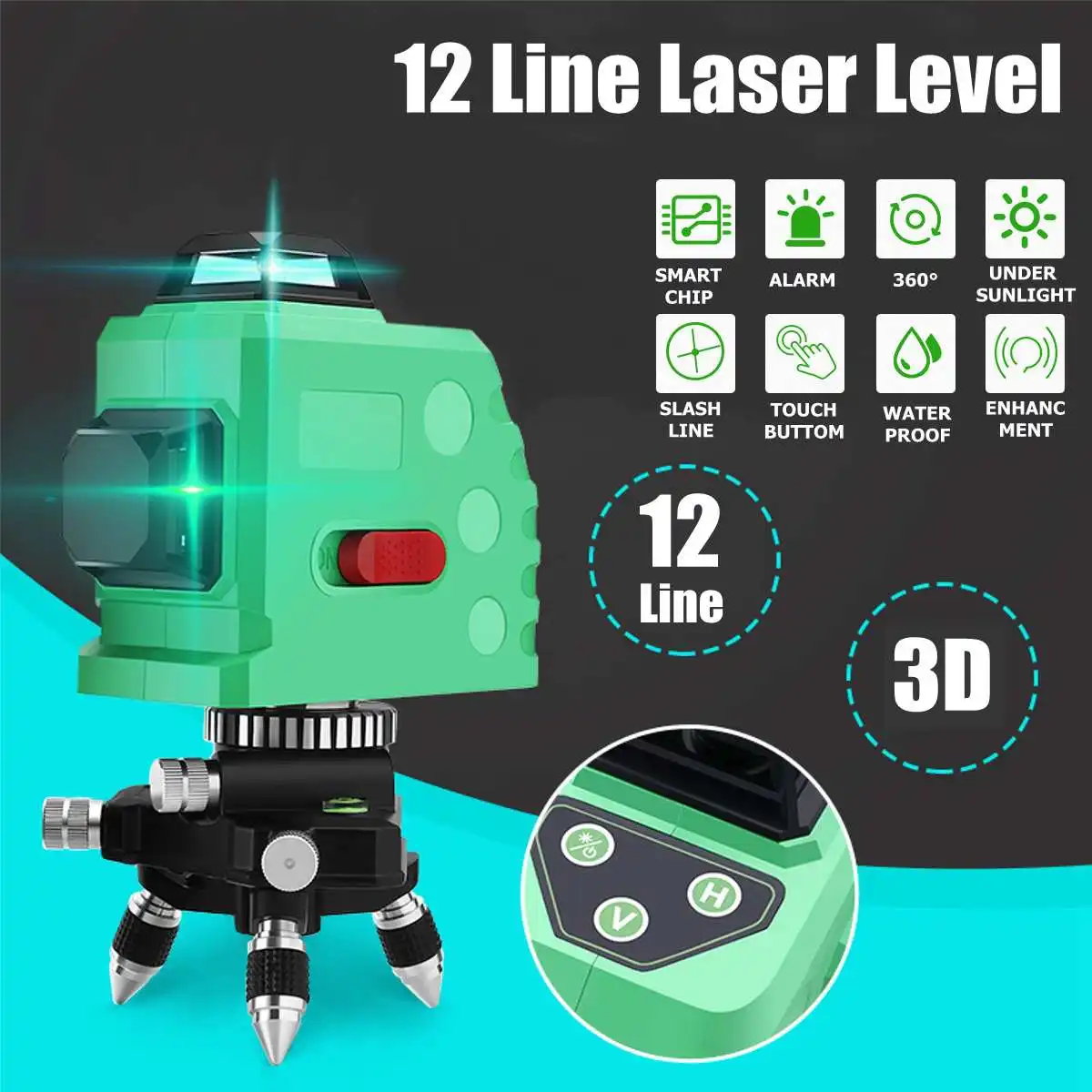 

12 Line 360 Horizontal Vertical Cross 3D Green Light Laser Level Self-Leveling Measure Super Powerful Laser Beam