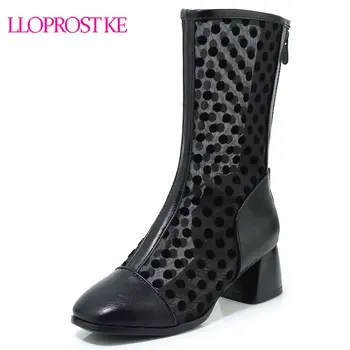 

Lloprost ke New Arrivals 2019 High Quality Square Heels Zip Summer Boots Woman Net Shoes Women Party Sandals Boots Female H263