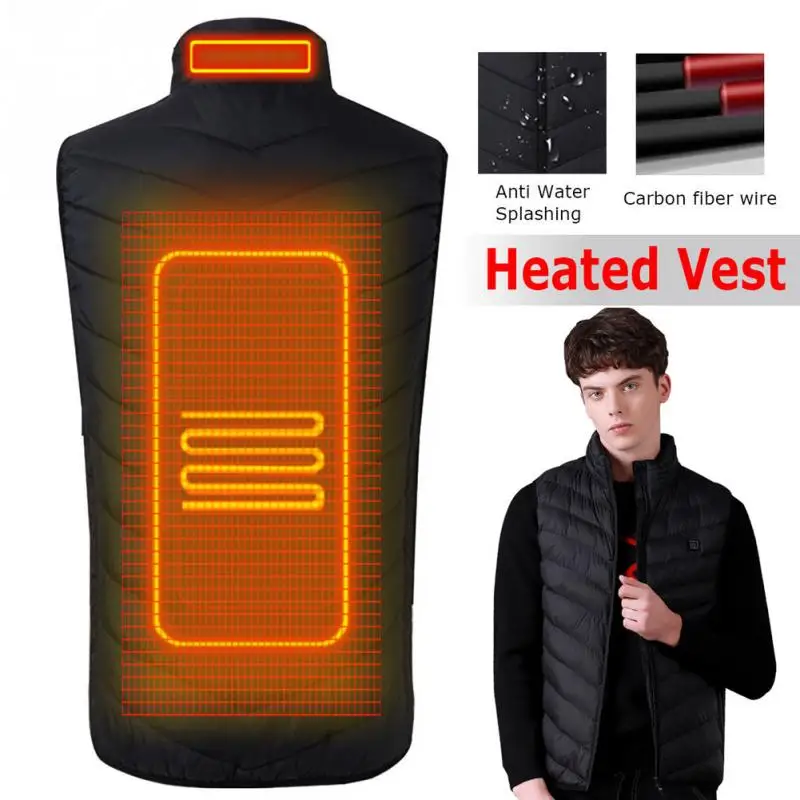

Outdoor USB Electric Heating Vest Men Winter Warm Jacket Thermal Waistcoat For Sports Hiking Infrared Vest Clothing #1108