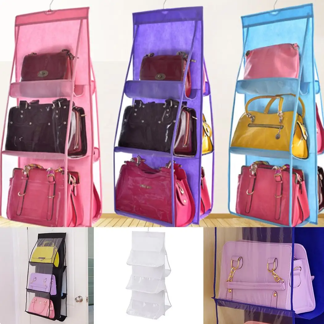 

Bag Pockets Closet Purse For Clear Organizer 6 Storage Display Handbag Hanging