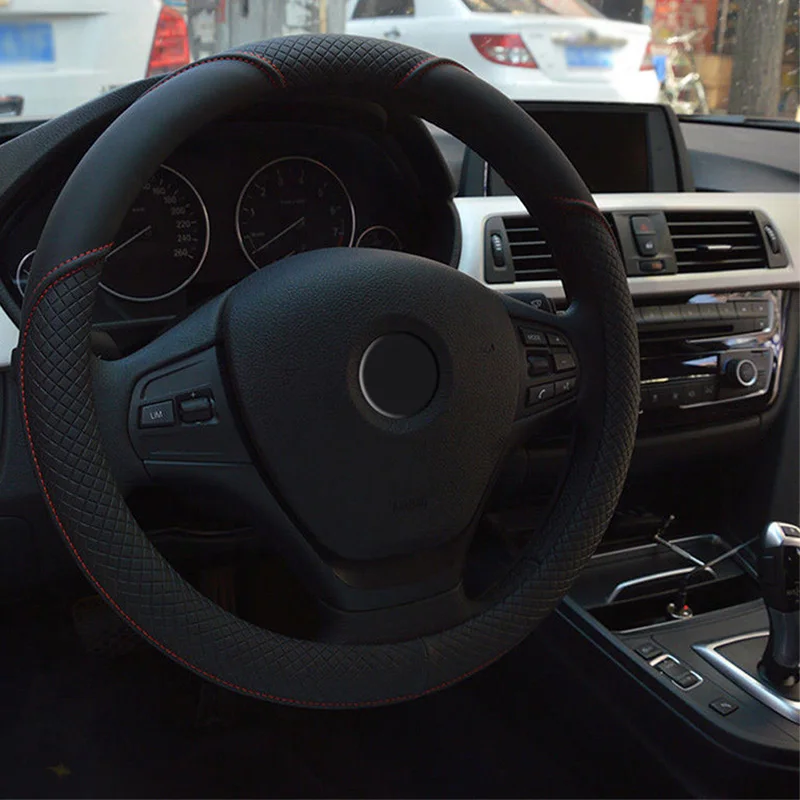 

Durable PU Leather Car Auto Steering Wheel Cover 15'' 38cm Fits All Seasons NEW
