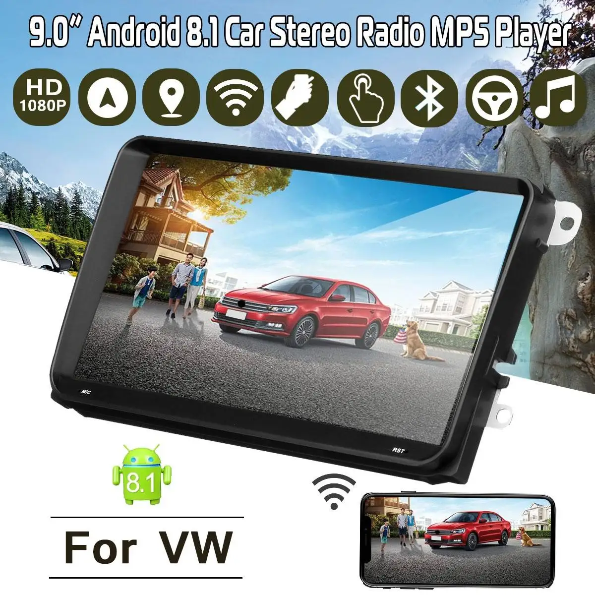 

9inch Car DVD GPS android 8.1 Player 2 din radio New universal GPS Navigation Multimedia For VW navigators automobile