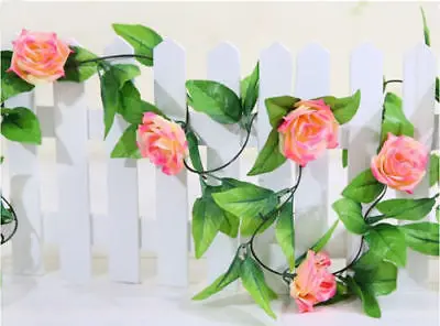 2x 7 футов DIY веревка искусственный цветок роза лоза гирлянда из листьев плюща