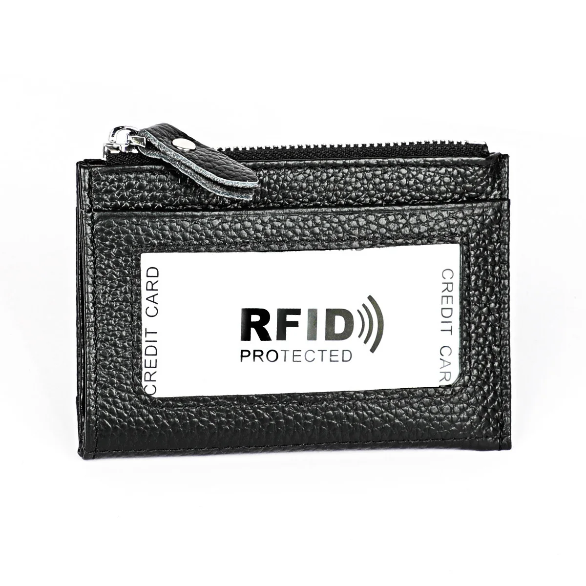

2019 RFID Blocking Slim Leather Wallet Cow Leather Front Pocket Credit Card Case Card Holder With ID Window Identity Protection