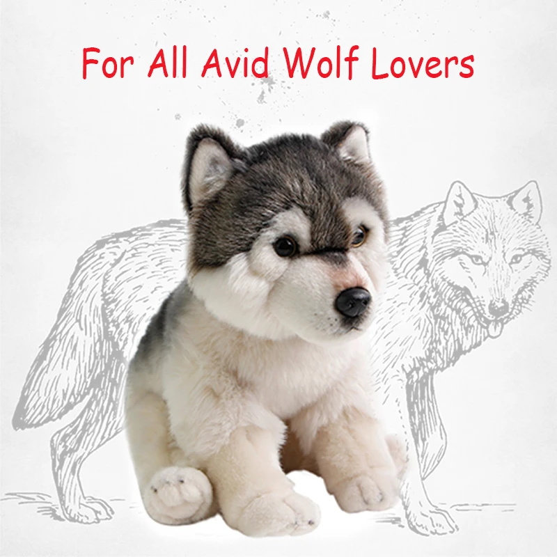 Dropshipping Cuddly Wolf Plush Toy Lifelike Soft Stuffed Animal Adorable Plushy Kids Doll Fluffy Birthday Gifts for Children Boy