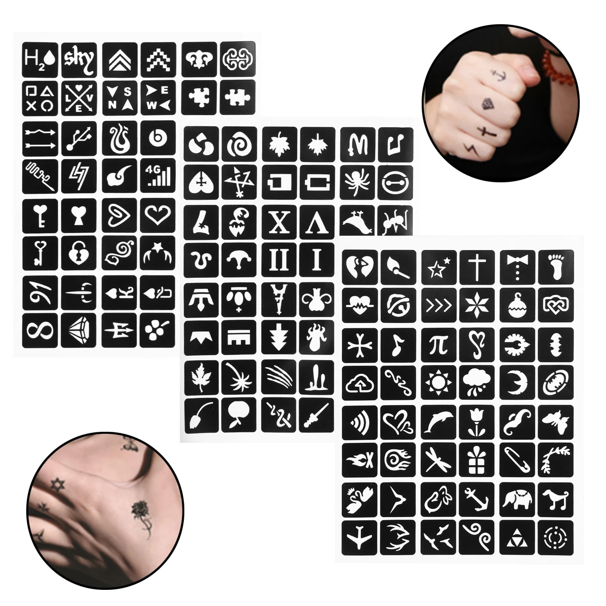 

Mayitr 1 Sheet Small Reusable Henna Design Tattoo Template Hand Body Art DIY Temporary Tattoo Stencil Face Body Painting