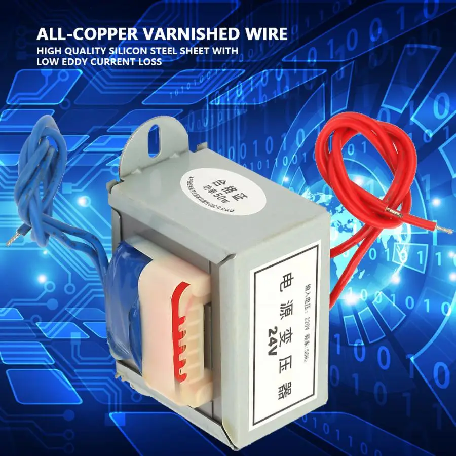 

220V-24V 50W 50Hz Low Frequency Isolation Single Power Transformer EI Type Core inverter transformer high voltage transformer