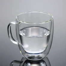 350 мл стеклянная чайная чашка, кофейная кружка с двойной изоляцией Pyrex Стеклянная чашка для воды Питьевая термоизоляционная чашка