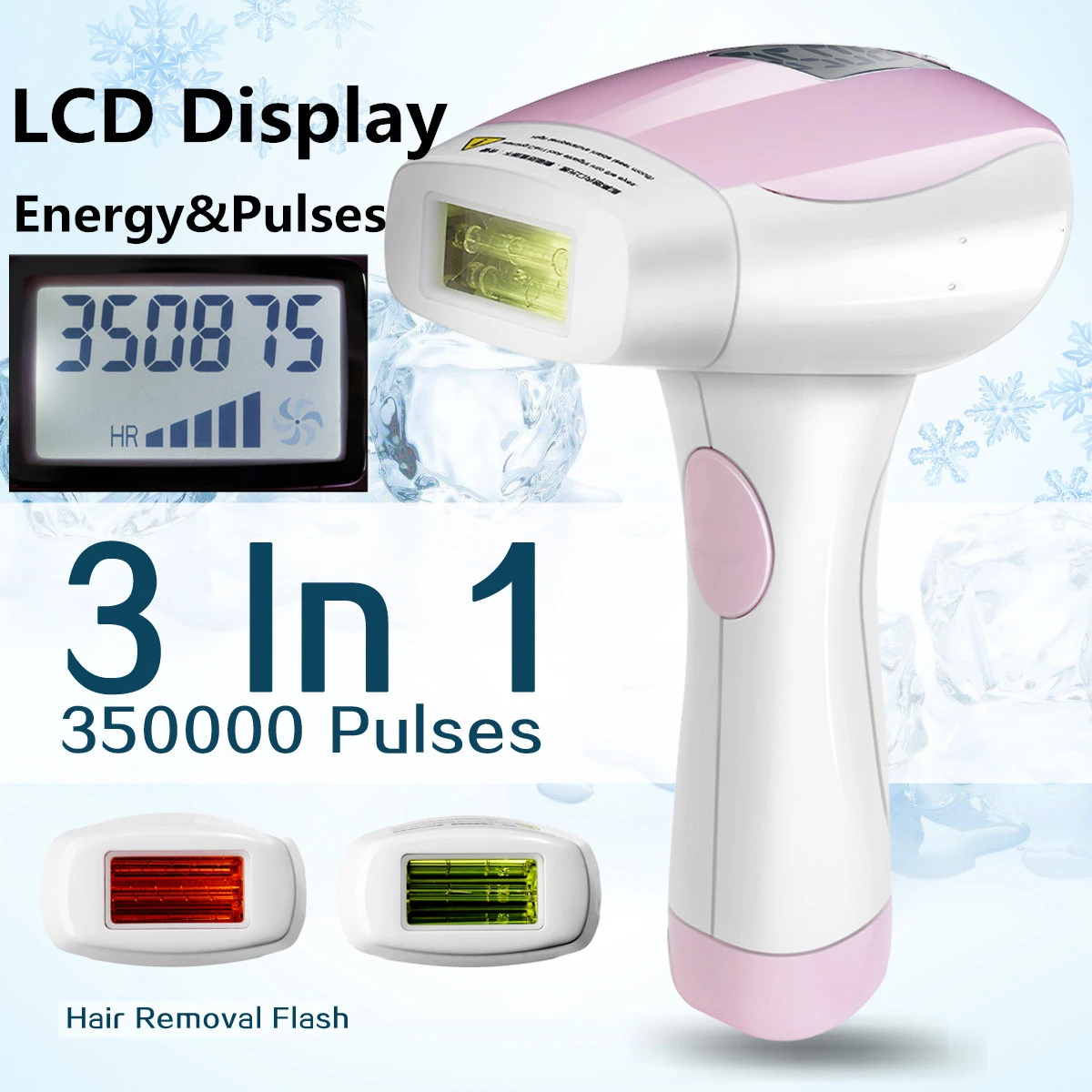 3 in 1 350000 Pulsed IPL Laser Hair Removal Device Permanent Hair Laser Removal IPL Laser Epilator Armpit Hair Removal Machine