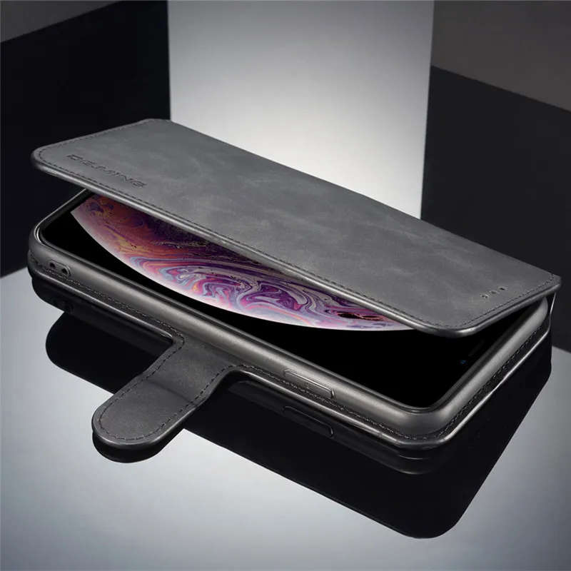 Для iPhone X Xs Max Xr Ретро Стиль из искусственной кожи раза Kickstand кошелек чехол с слоты