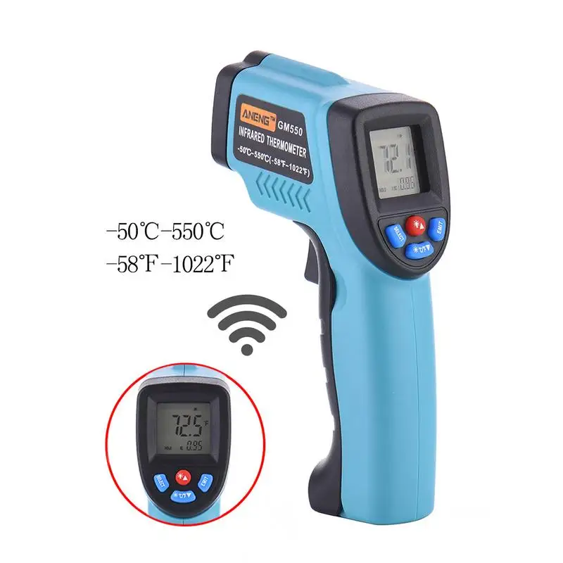 

GM550 Non-Contact Laser LCD Display IR Infrared Digital C/F Selection Surface Temperature Thermometer Pyrometer Imager