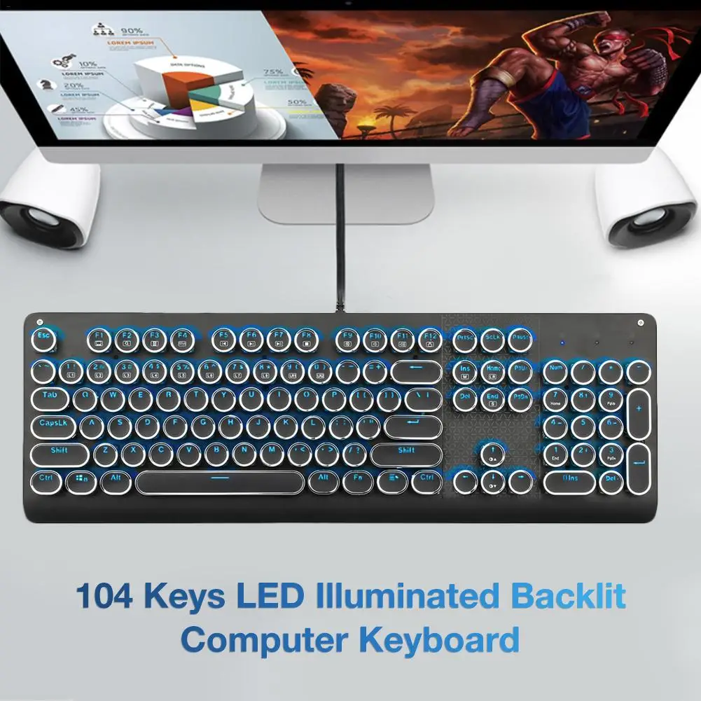 

Tmddotda Gaming Mechanical USB Keyboard RGB LED Backlit Illuminated Keyboard 104 Key Computer Gaming Keyboard